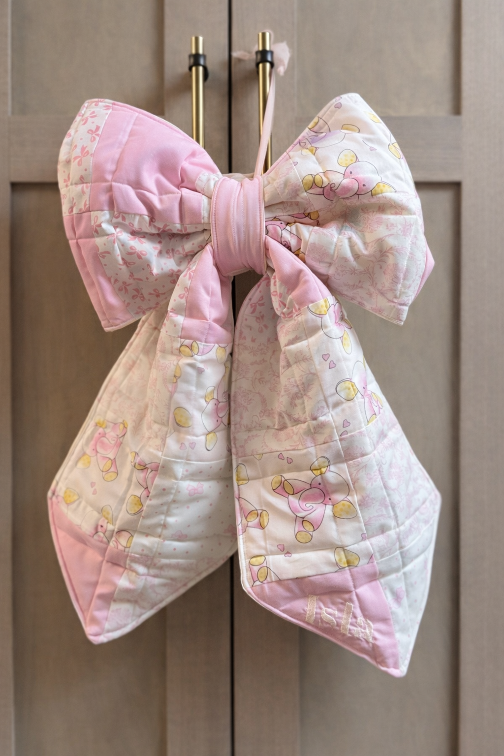 Pink Elephant Quilted Bow