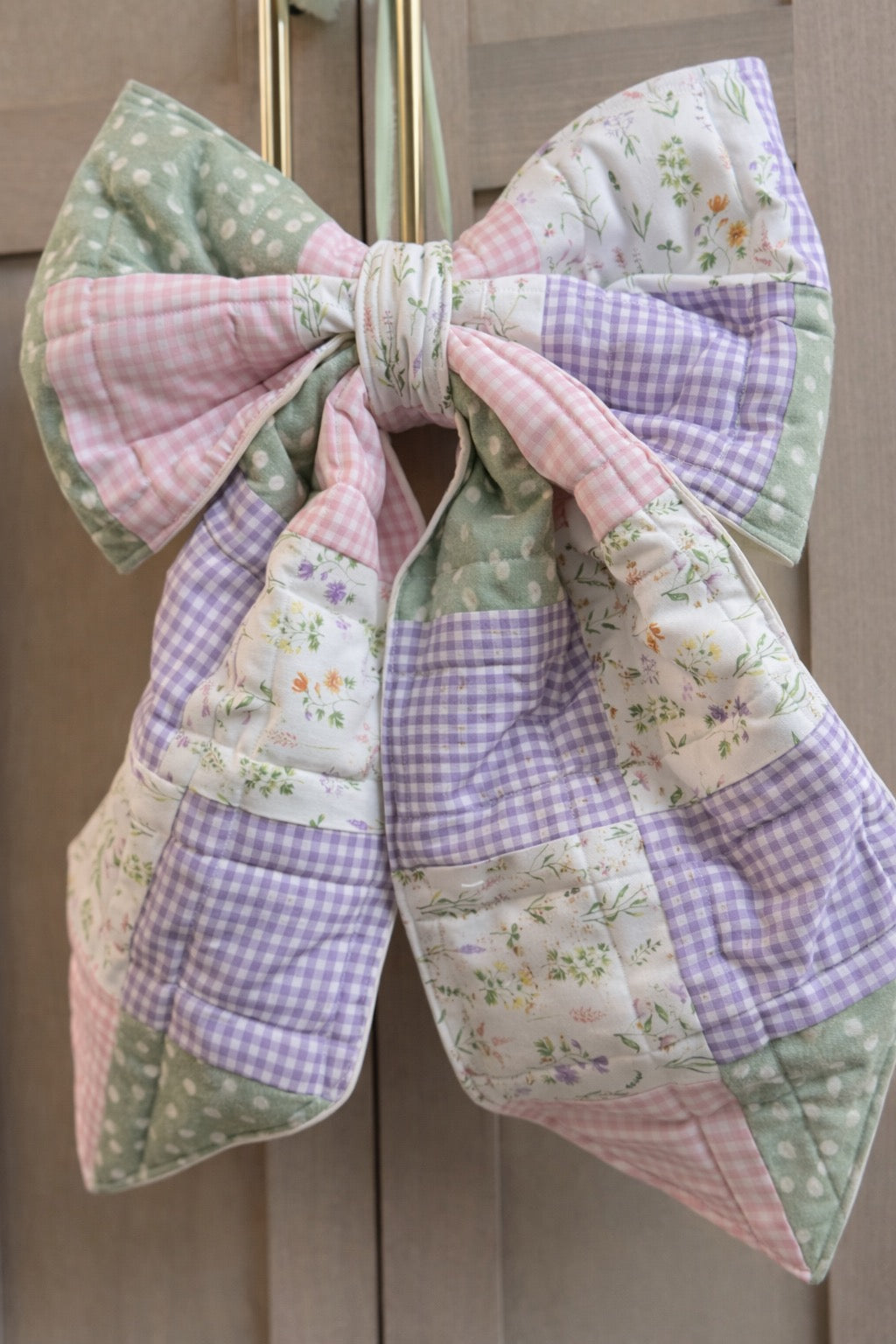 Delicate Wildflower Gingham Quilted Bow