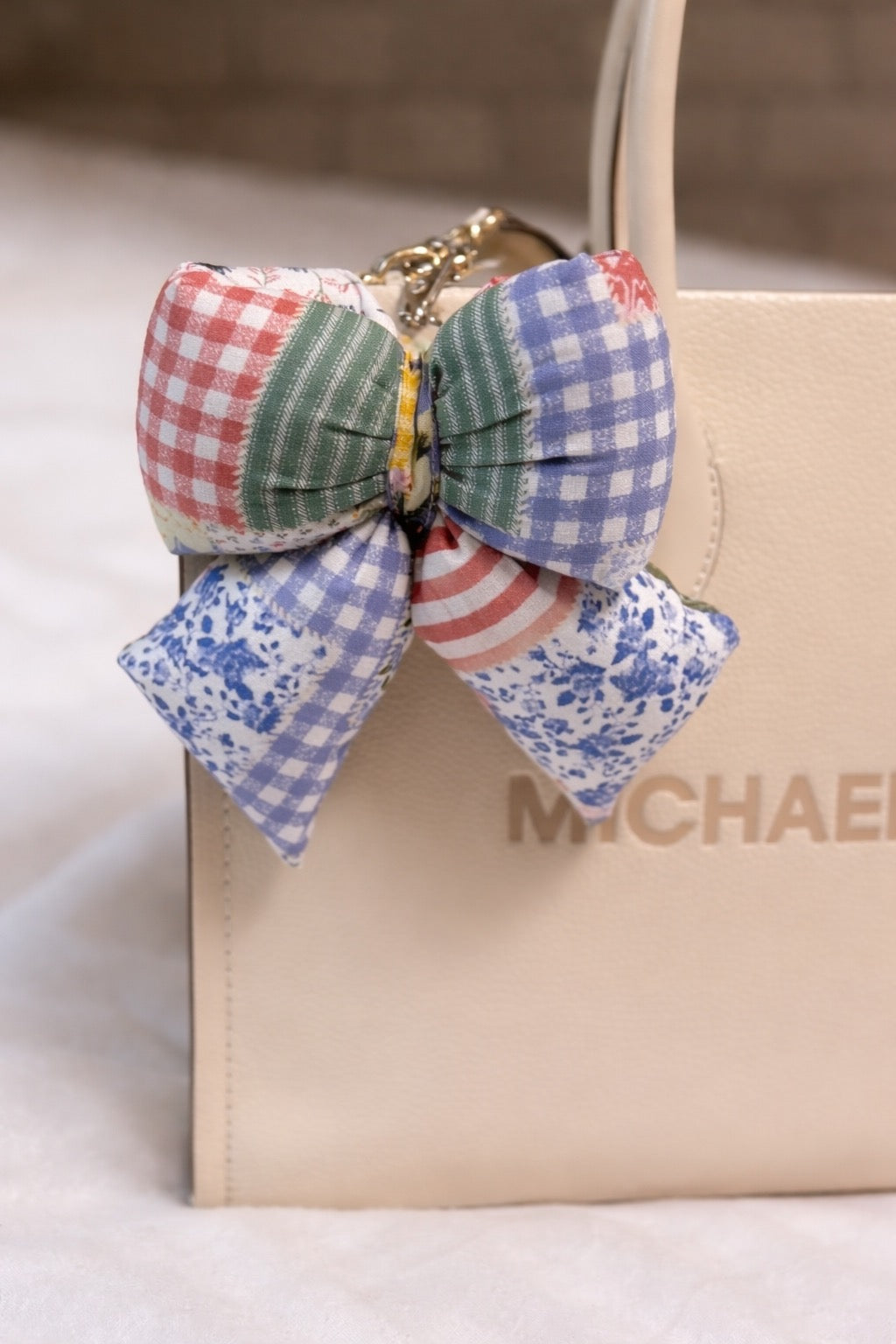 Boho Patch Puff Bow Keychain