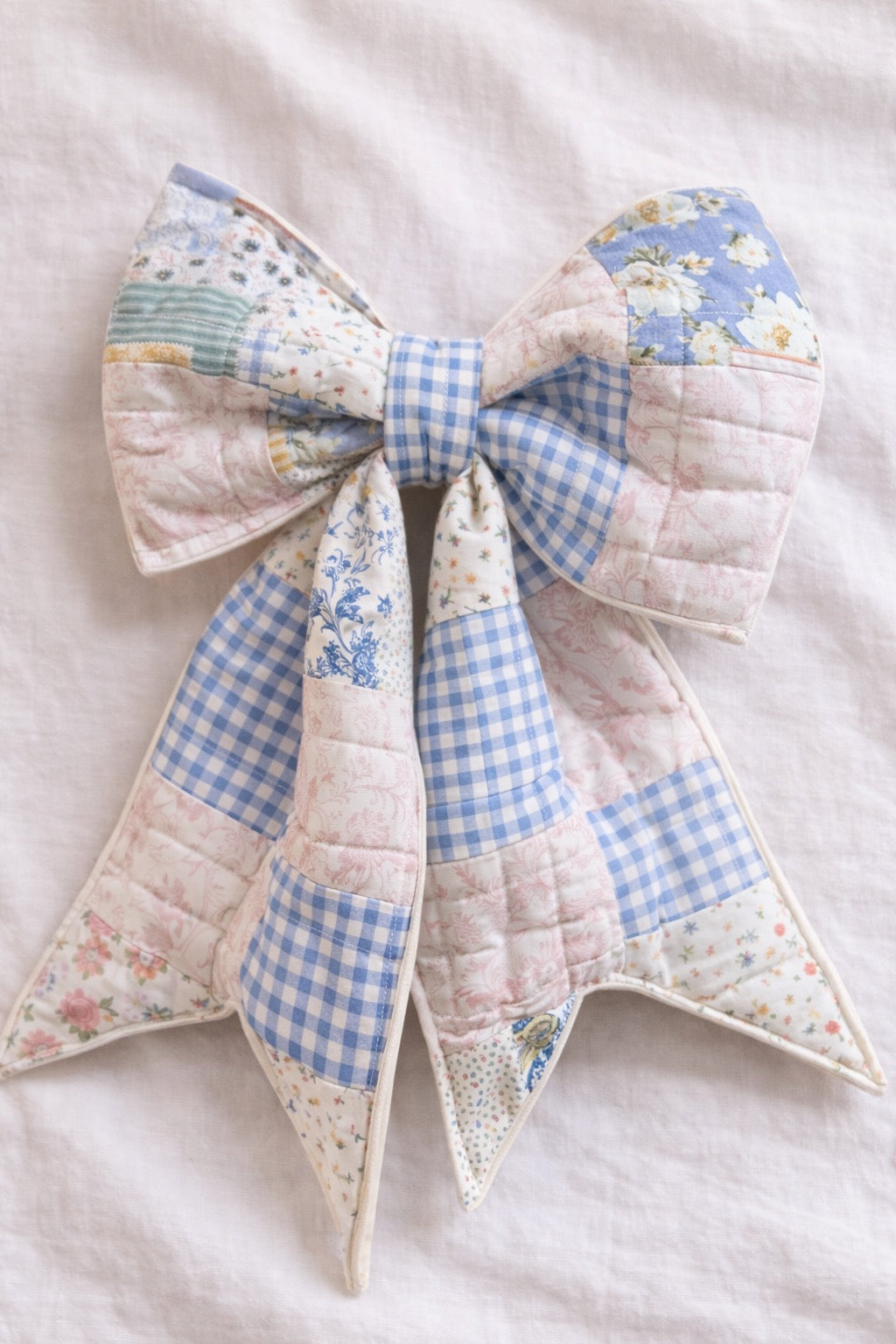 Boho Gingham Quilted Bow