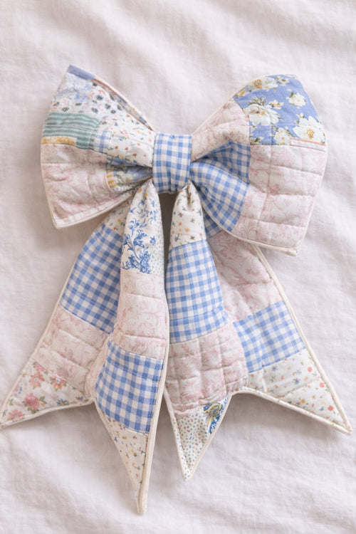 Boho Gingham Quilted Bow