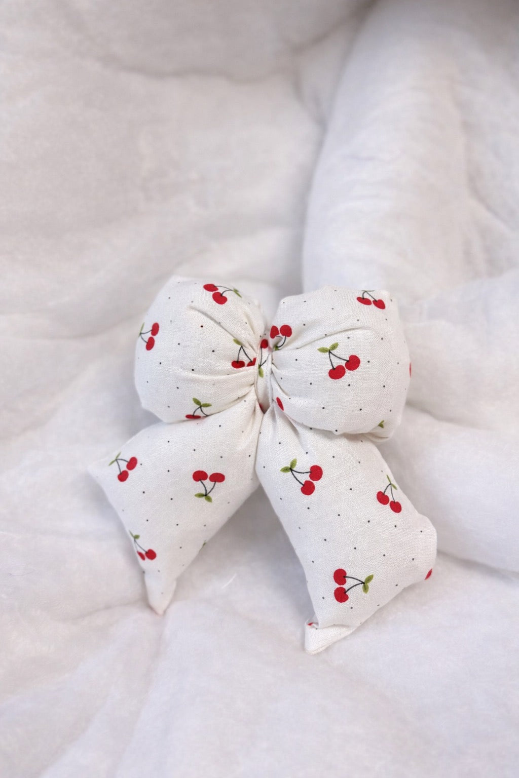 Cherry Red Puff Bow Keychain