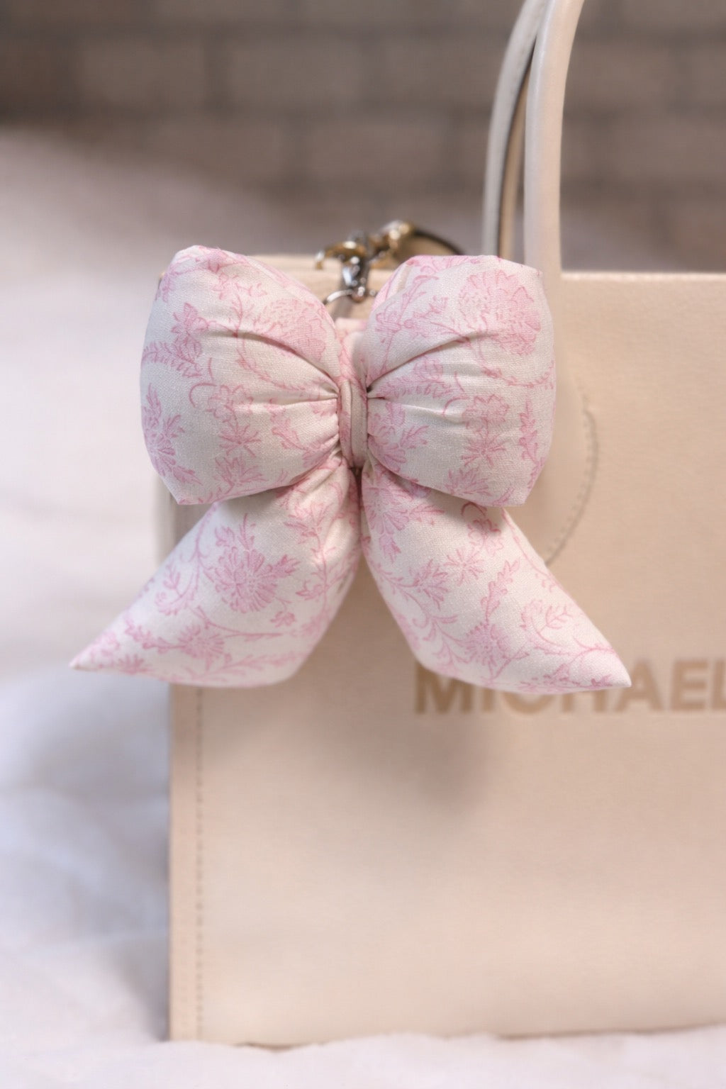 Pretty in Pink Puff Bow Keychain