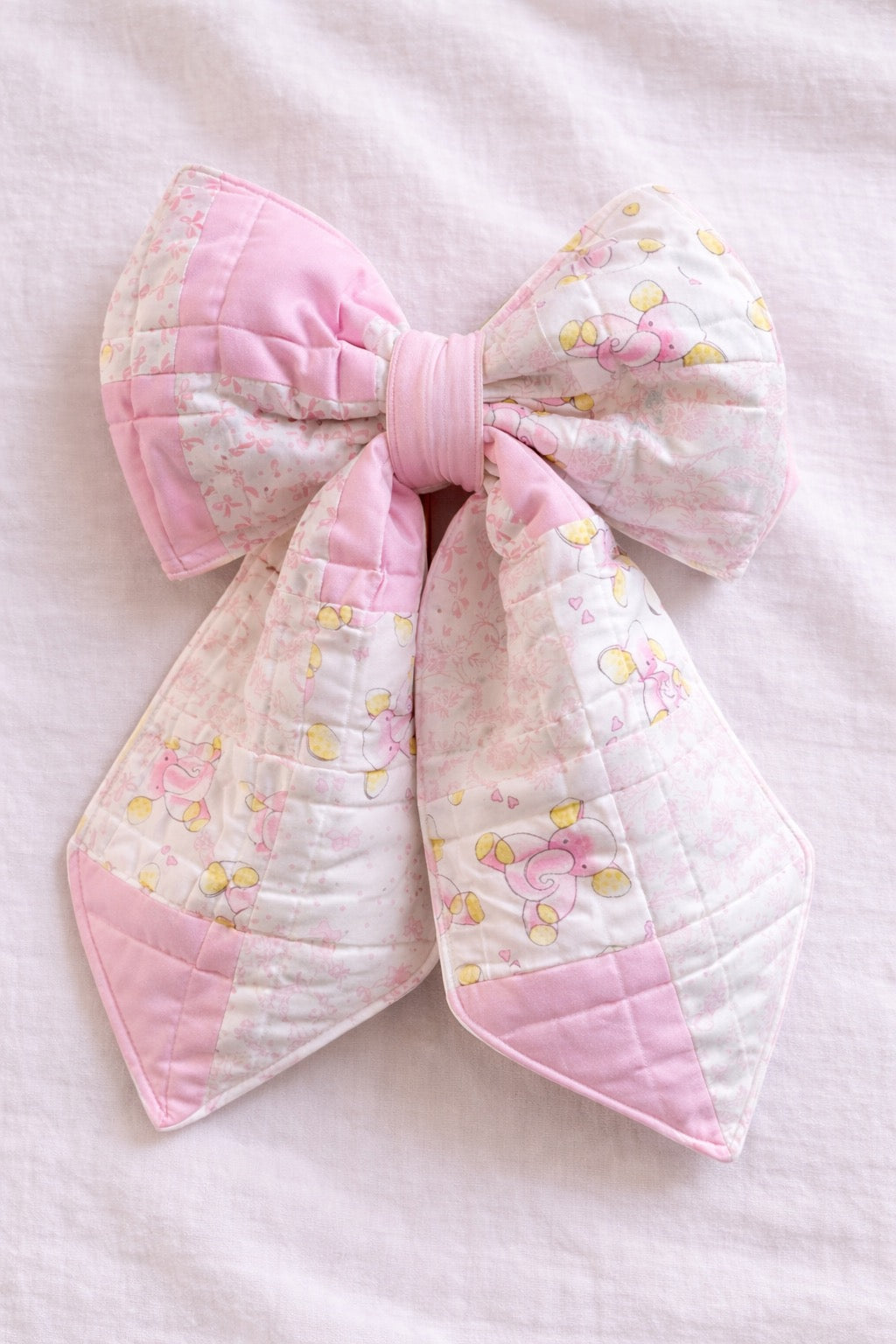 Pink Elephant Quilted Bow