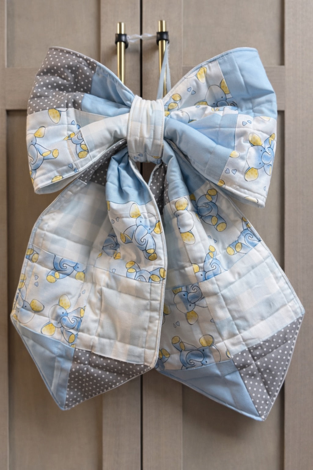 Blue Elephant Quilted Bow