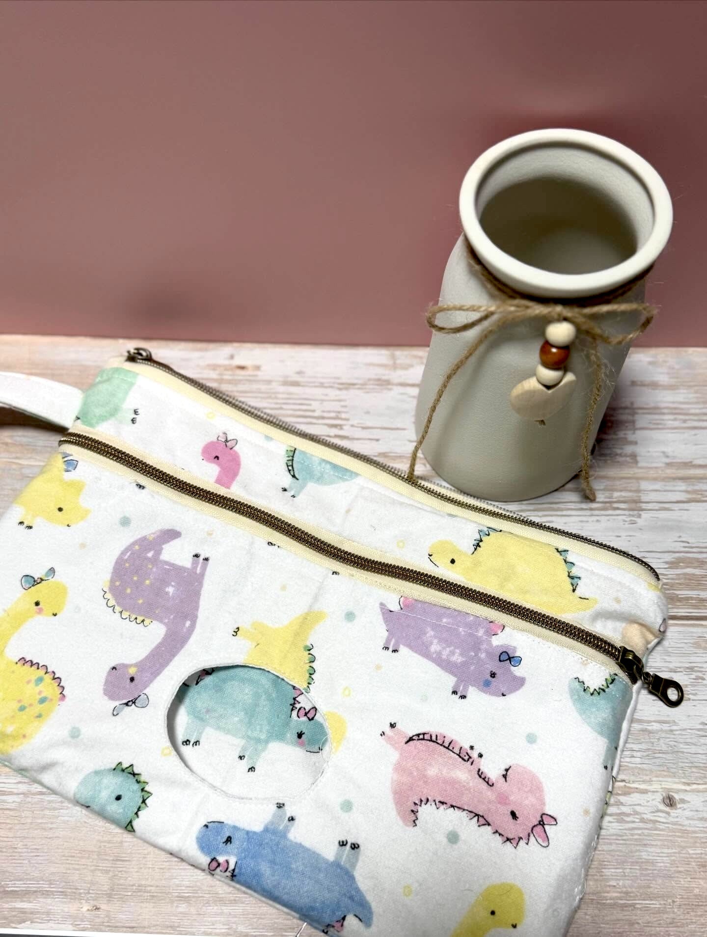 Colorful Dino Diaper Pouch